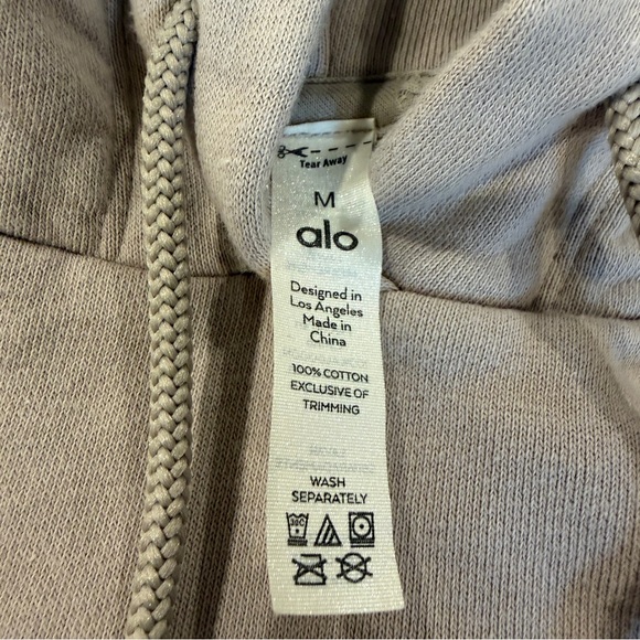 ALO Yoga Taupe Ombré Cropped Hoodie Sweater Size Medium - Picture 3 of 5
